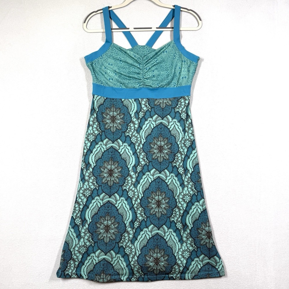 Prana Teal & Turquoise Patterned Mini Dress